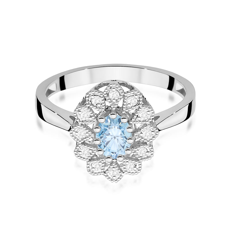 Inel Aur 9K cu Diamante Albastre de Laborator 0.60 ct, imaginea 6 din 8
