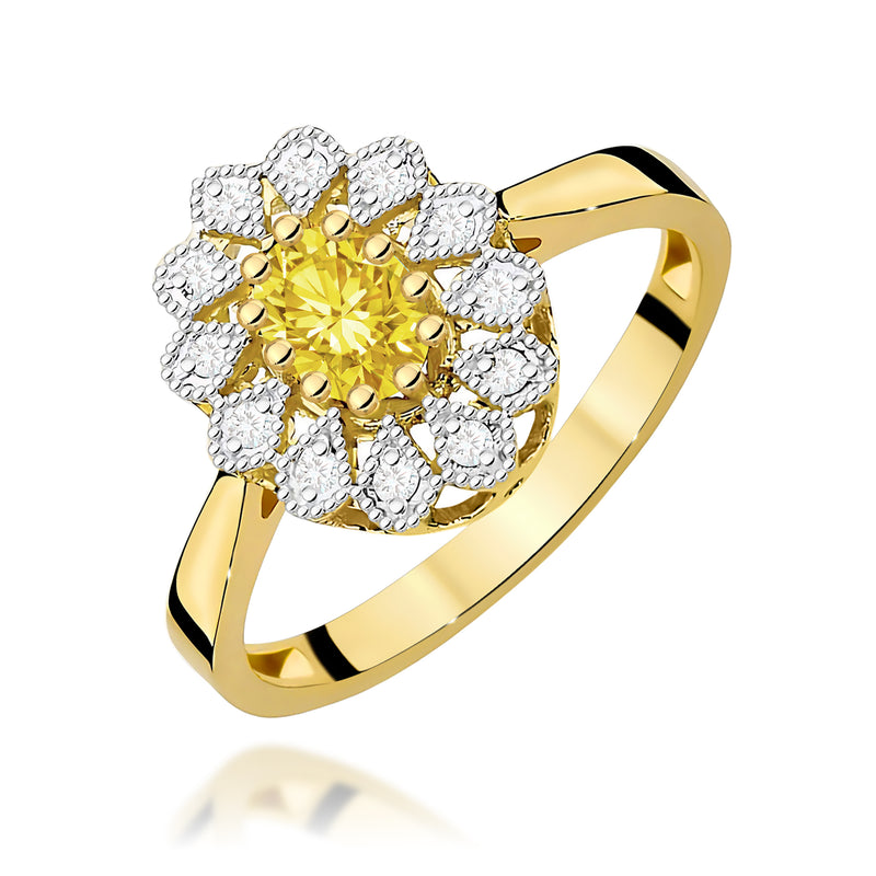 Inel Aur 9K cu Diamante Galbene de Laborator 0.60 ct — Aur galben