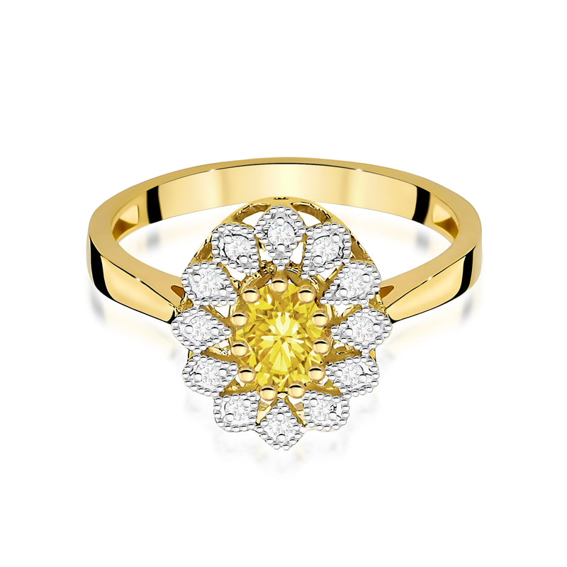 Inel Aur 9K cu Diamante Galbene de Laborator 0.60 ct, imaginea 2 din 8