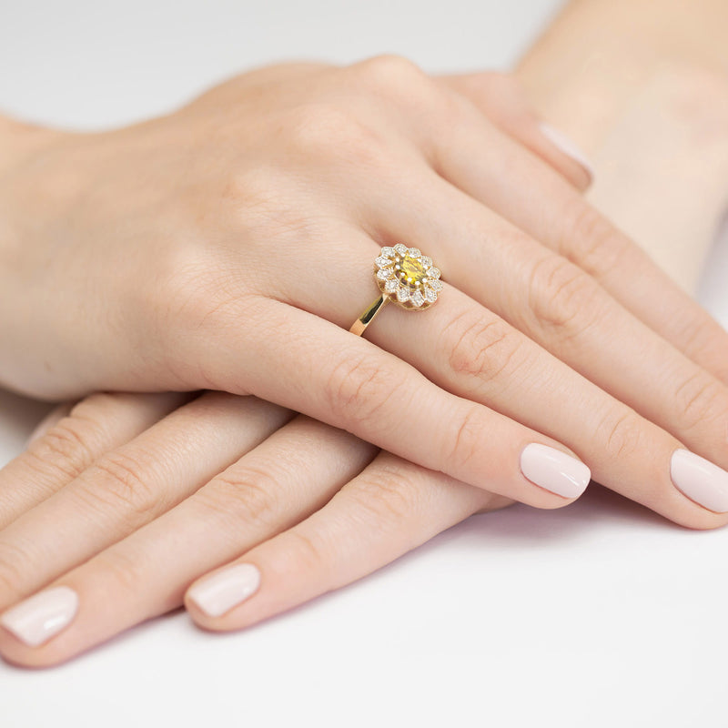 Inel Aur 9K cu Diamante Galbene de Laborator 0.60 ct, imaginea 4 din 8