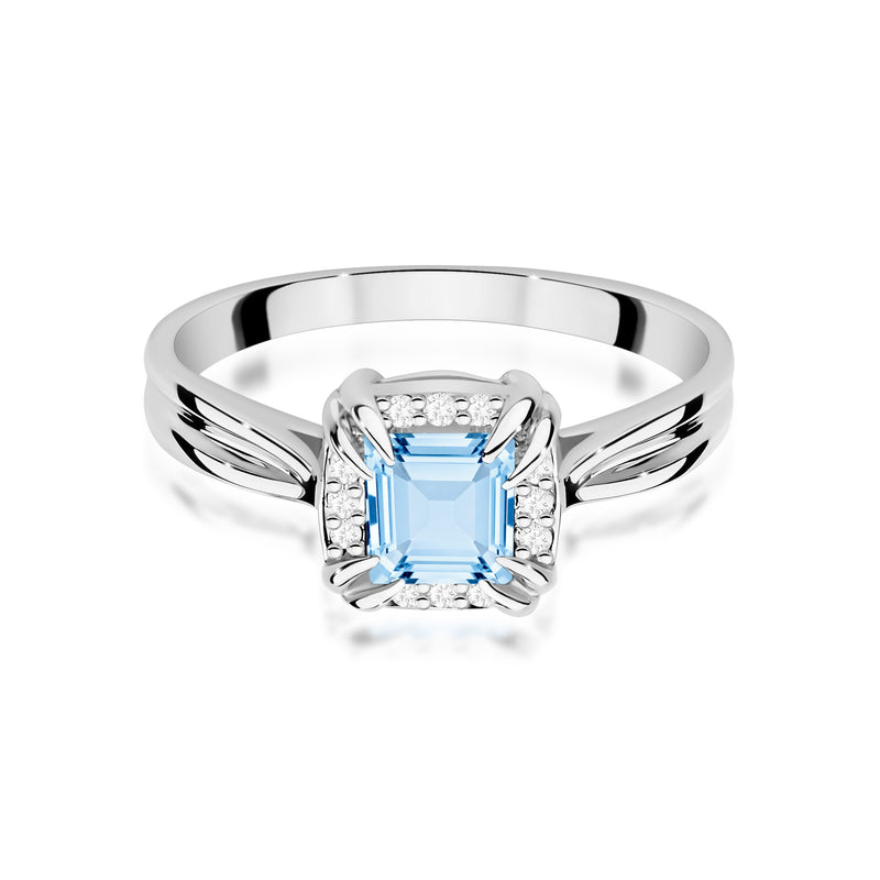 Inel Aur 9K cu Diamante Albastre de Laborator 0.56 ct, imaginea 6 din 8