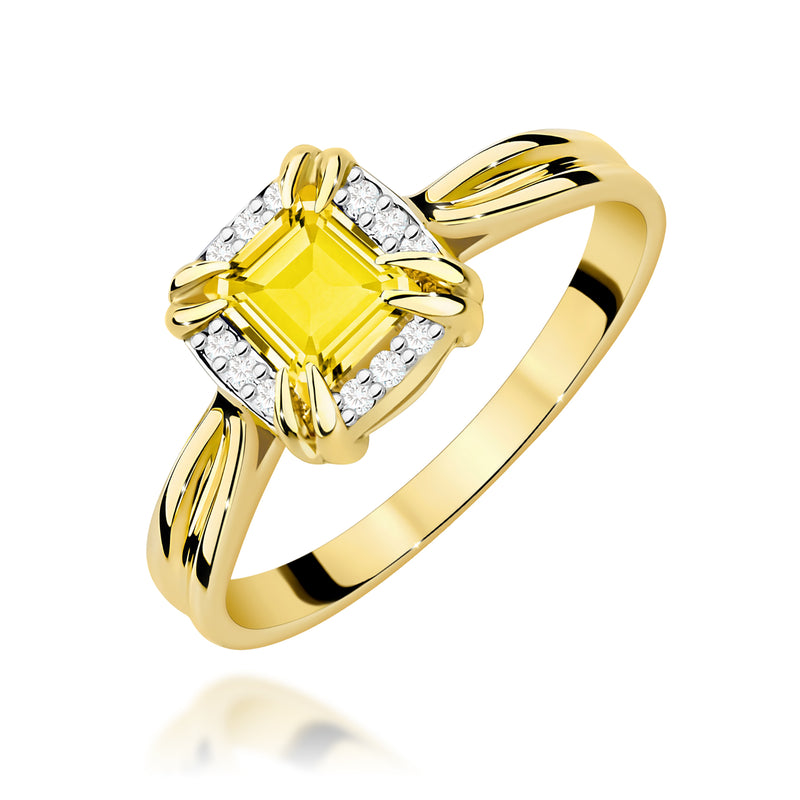 Inel Aur 9K cu Diamante Galbene de Laborator 0.56 ct — Aur galben