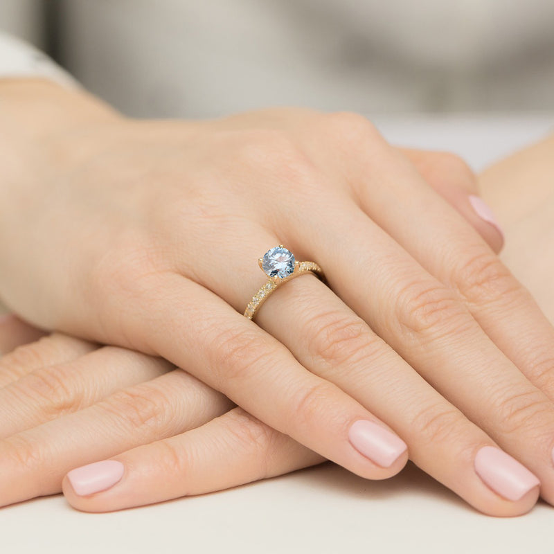 Inel Aur 9K cu Diamante Albastre de Laborator 1.26 ct, imaginea 4 din 8