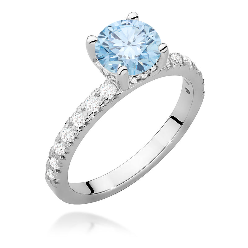Inel Aur 9K cu Diamante Albastre de Laborator 1.26 ct, imaginea 5 din 8