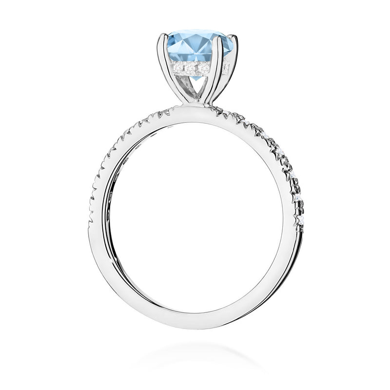 Inel Aur 9K cu Diamante Albastre de Laborator 1.26 ct, imaginea 7 din 8