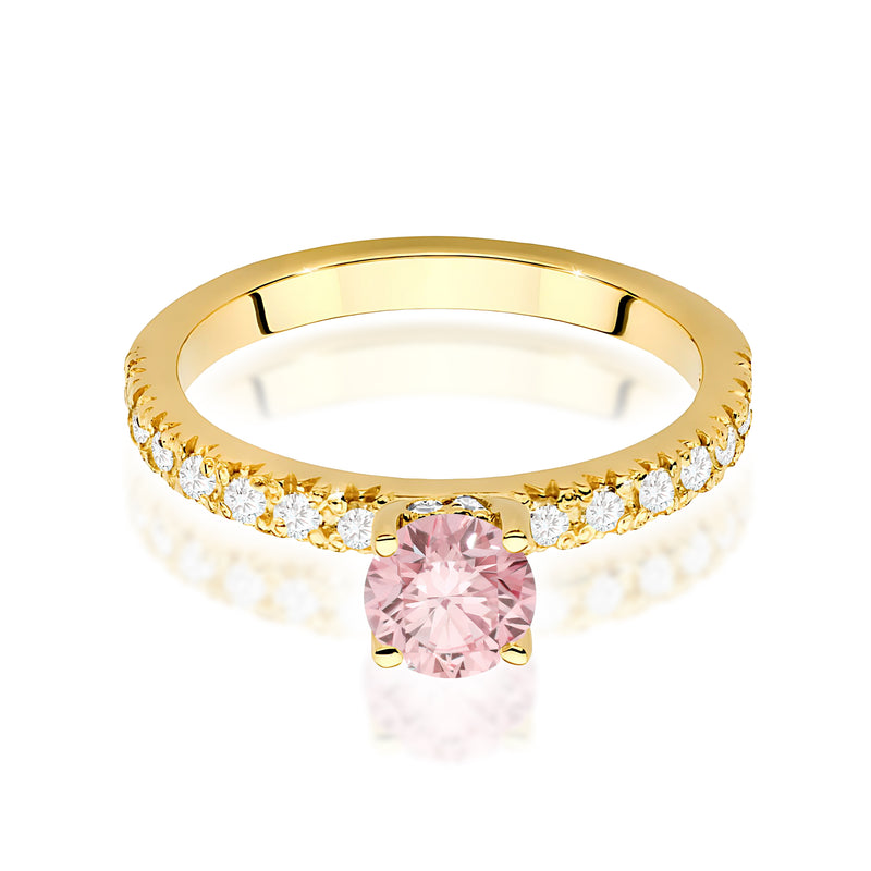 Inel Aur 9K cu Diamante Roz de Laborator 0.74 ct, imaginea 2 din 8