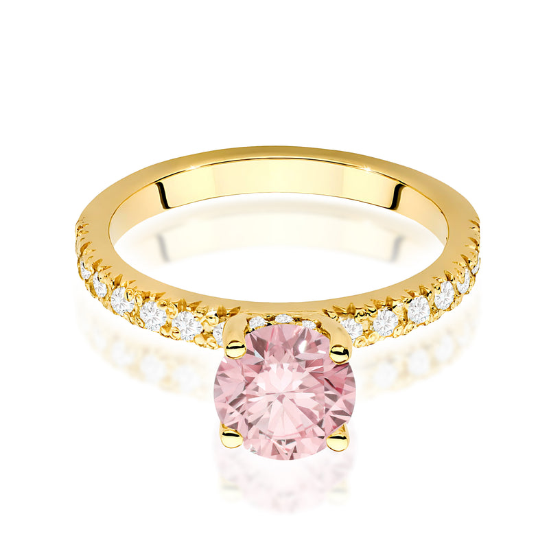 Inel Aur 9K cu Diamante Roz de Laborator 1.26 ct, imaginea 2 din 8