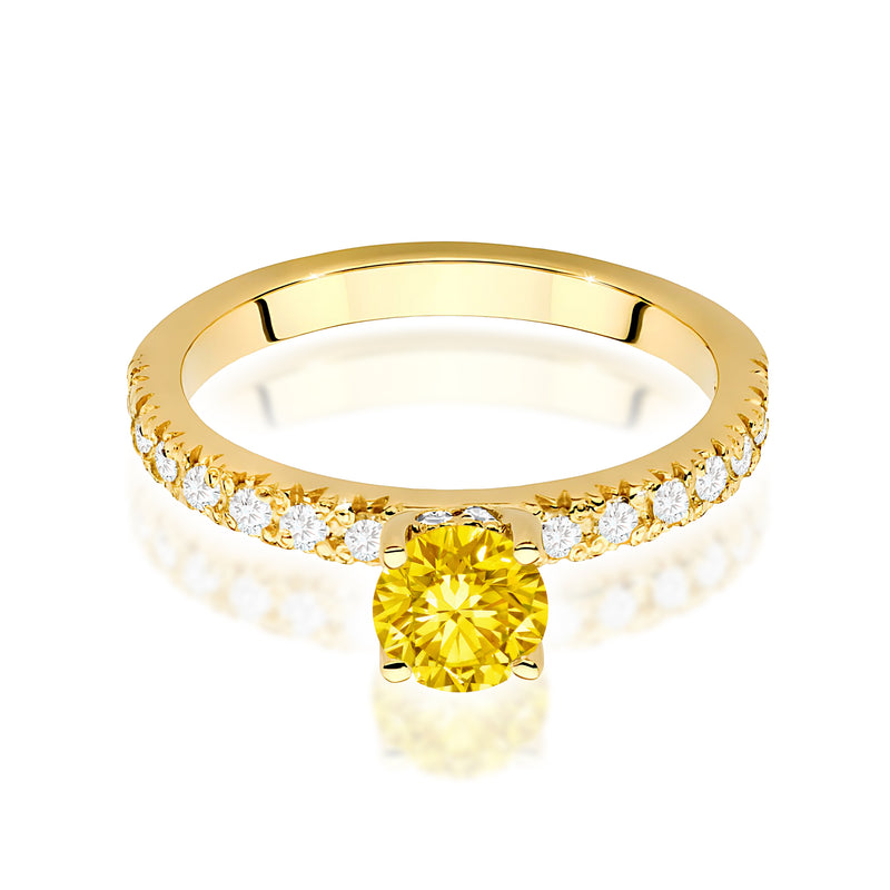 Inel Aur 9K cu Diamante Galbene de Laborator 0.74 ct, imaginea 2 din 8