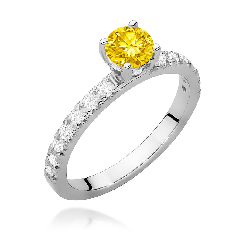 Inel Aur 9K cu Diamante Galbene de Laborator 0.74 ct, imaginea 5 din 8