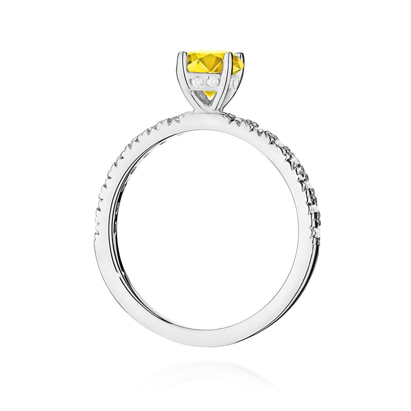 Inel Aur 9K cu Diamante Galbene de Laborator 0.74 ct, imaginea 7 din 8