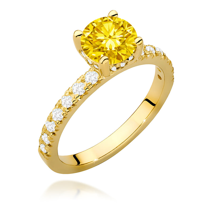 Inel Aur 9K cu Diamante Galbene de Laborator 1.26 ct — Aur galben