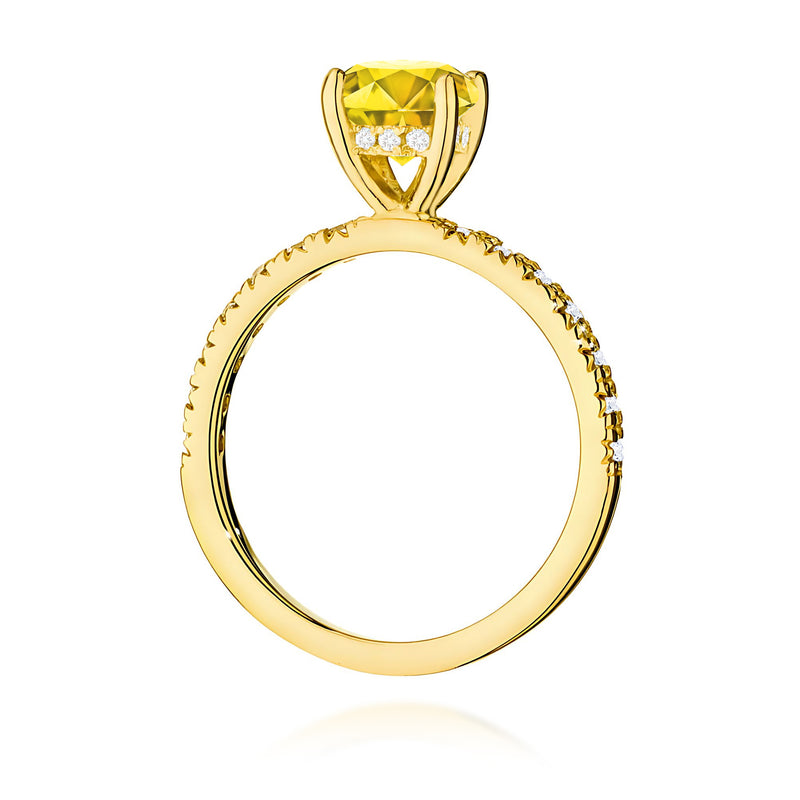 Inel Aur 9K cu Diamante Galbene de Laborator 1.26 ct, imaginea 3 din 8