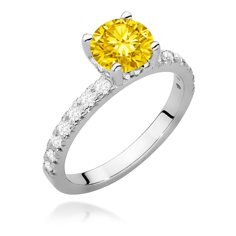 Inel Aur 9K cu Diamante Galbene de Laborator 1.26 ct, imaginea 5 din 8