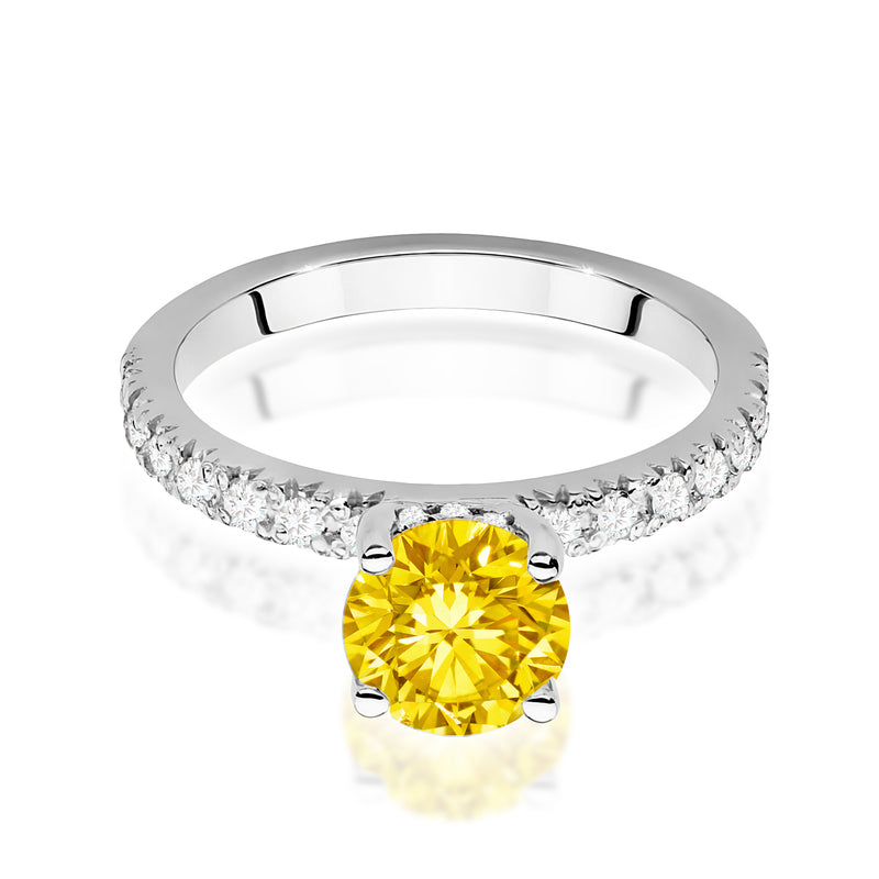 Inel Aur 9K cu Diamante Galbene de Laborator 1.26 ct, imaginea 6 din 8