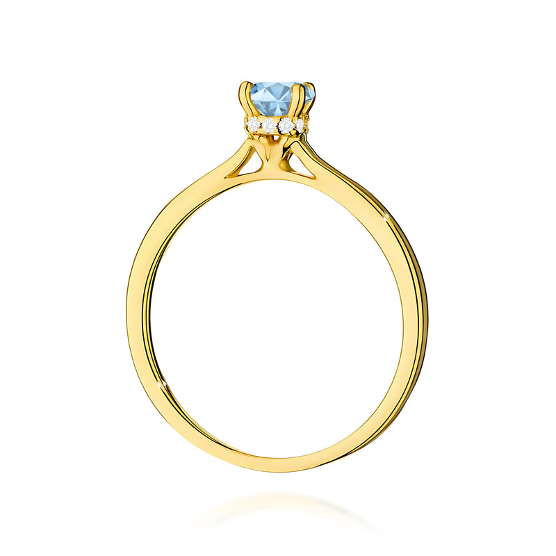Inel Aur 9K cu Diamante Albastre de Laborator 0.56 ct, imaginea 3 din 8