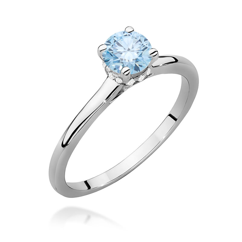 Inel Aur 9K cu Diamante Albastre de Laborator 0.56 ct, imaginea 5 din 8