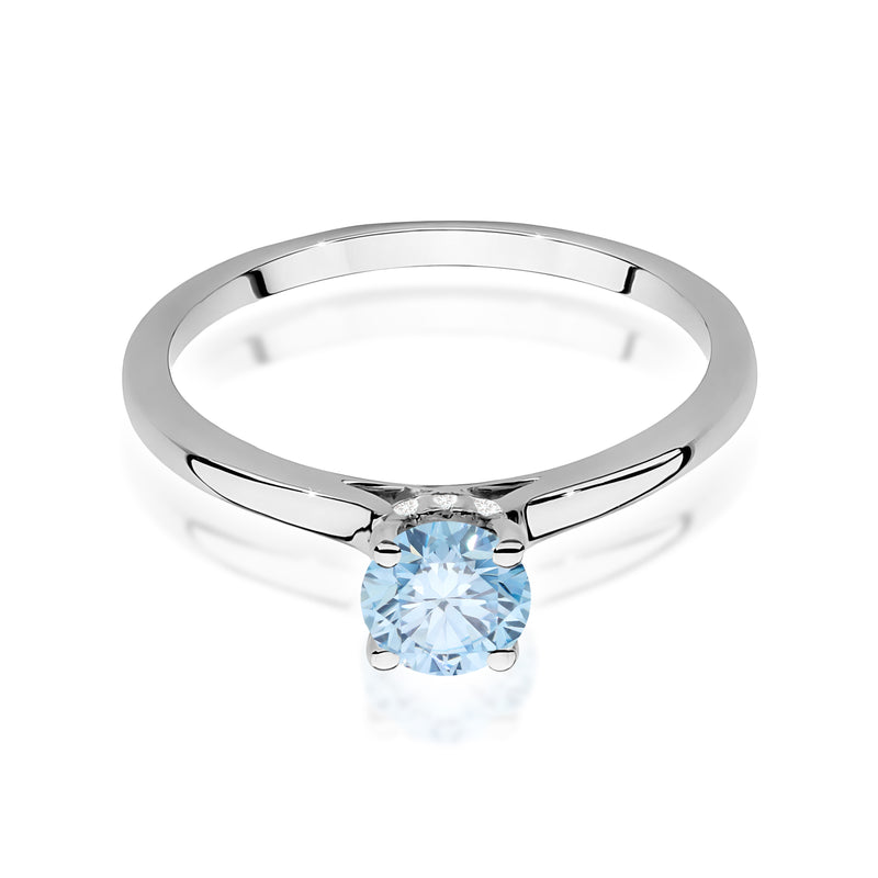 Inel Aur 9K cu Diamante Albastre de Laborator 0.56 ct, imaginea 6 din 8