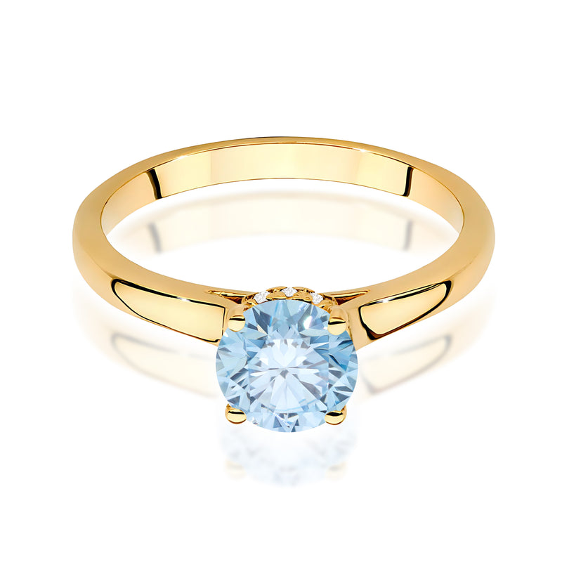 Inel Aur 9K cu Diamante Albastre de Laborator 1.07 ct, imaginea 2 din 8