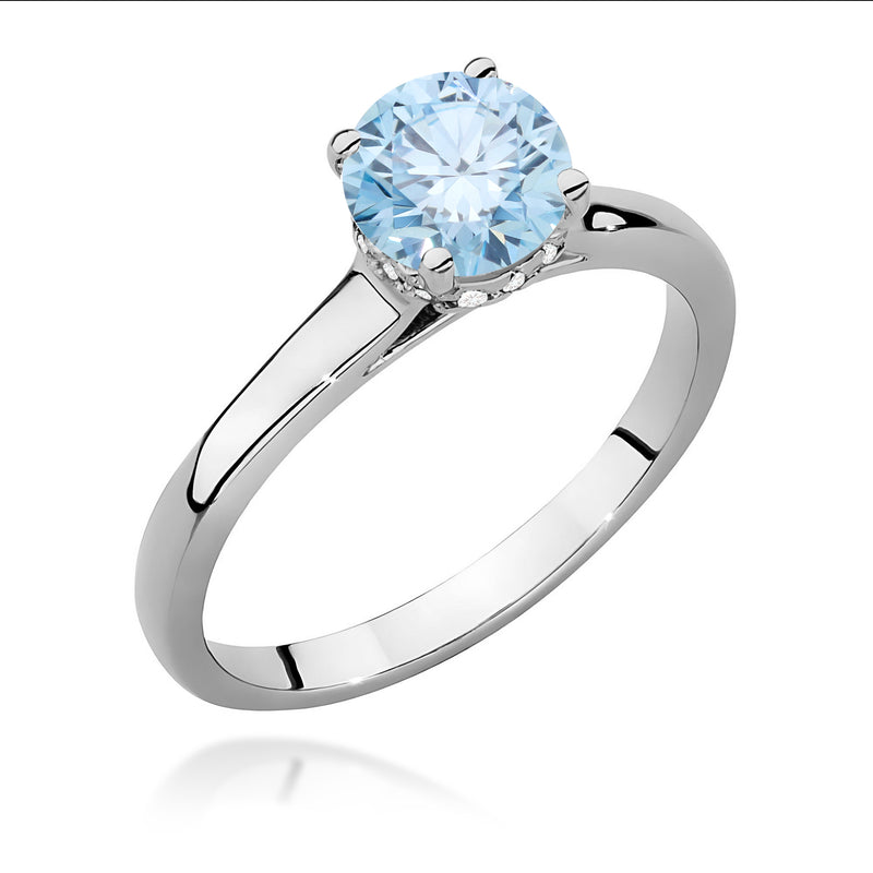 Inel Aur 9K cu Diamante Albastre de Laborator 1.07 ct, imaginea 5 din 8