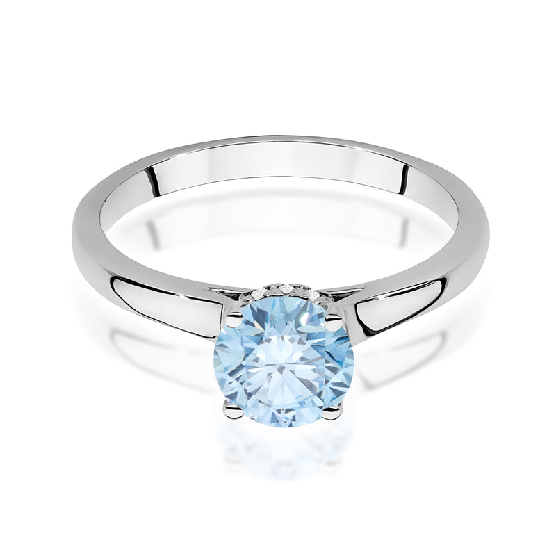 Inel Aur 9K cu Diamante Albastre de Laborator 1.07 ct, imaginea 6 din 8