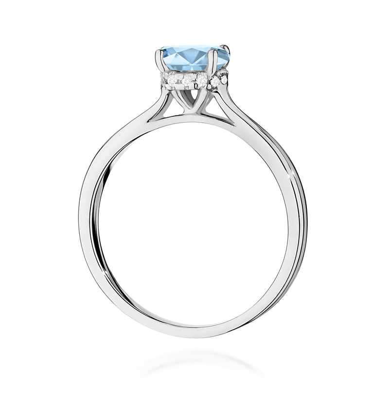 Inel Aur 9K cu Diamante Albastre de Laborator 1.07 ct, imaginea 7 din 8