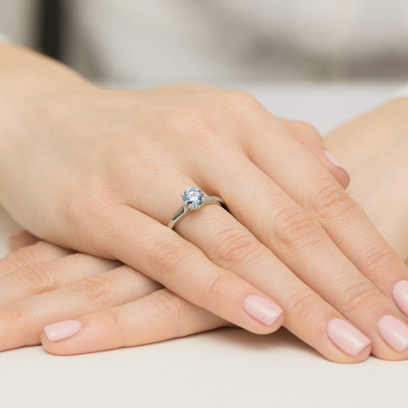 Inel Aur 9K cu Diamante Albastre de Laborator 1.07 ct, imaginea 8 din 8