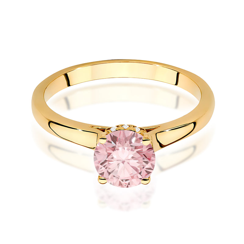Inel Aur 9K cu Diamante Roz de Laborator 1.07 ct, imaginea 2 din 8