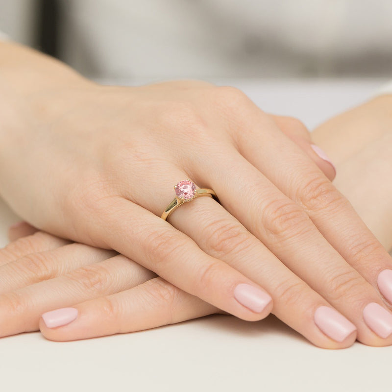 Inel Aur 9K cu Diamante Roz de Laborator 1.07 ct, imaginea 4 din 8