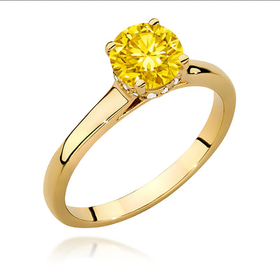 Inel Aur 9K cu Diamante Galbene de Laborator 1.07 ct