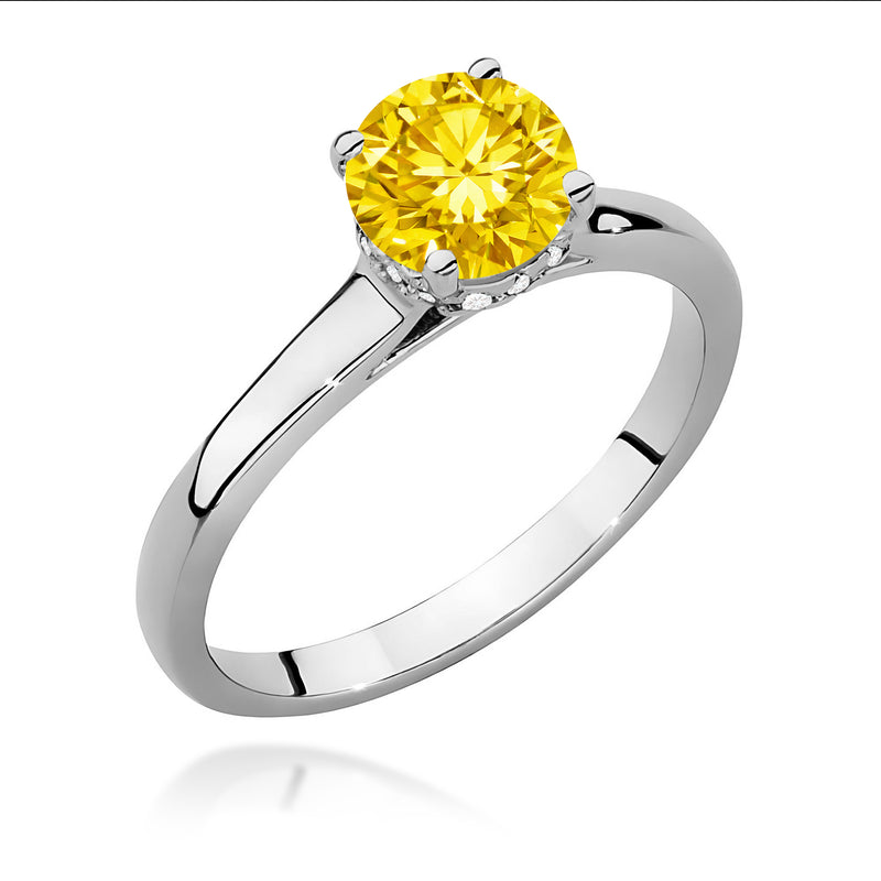 Inel Aur 9K cu Diamante Galbene de Laborator 1.07 ct, imaginea 5 din 8