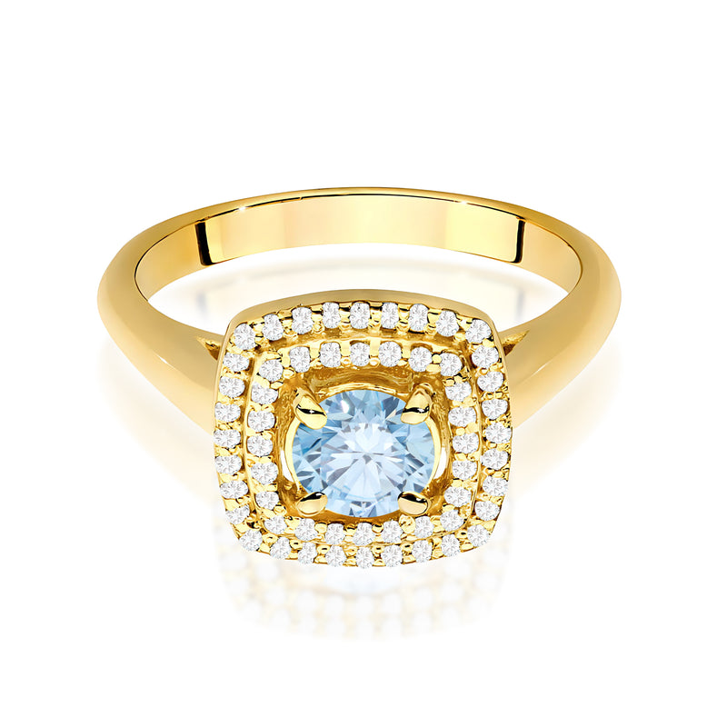Inel Aur 9K cu Diamante Albastre de Laborator 0.78 ct, imaginea 2 din 8