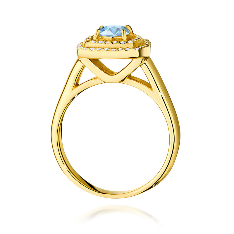Inel Aur 9K cu Diamante Albastre de Laborator 0.78 ct, imaginea 3 din 8