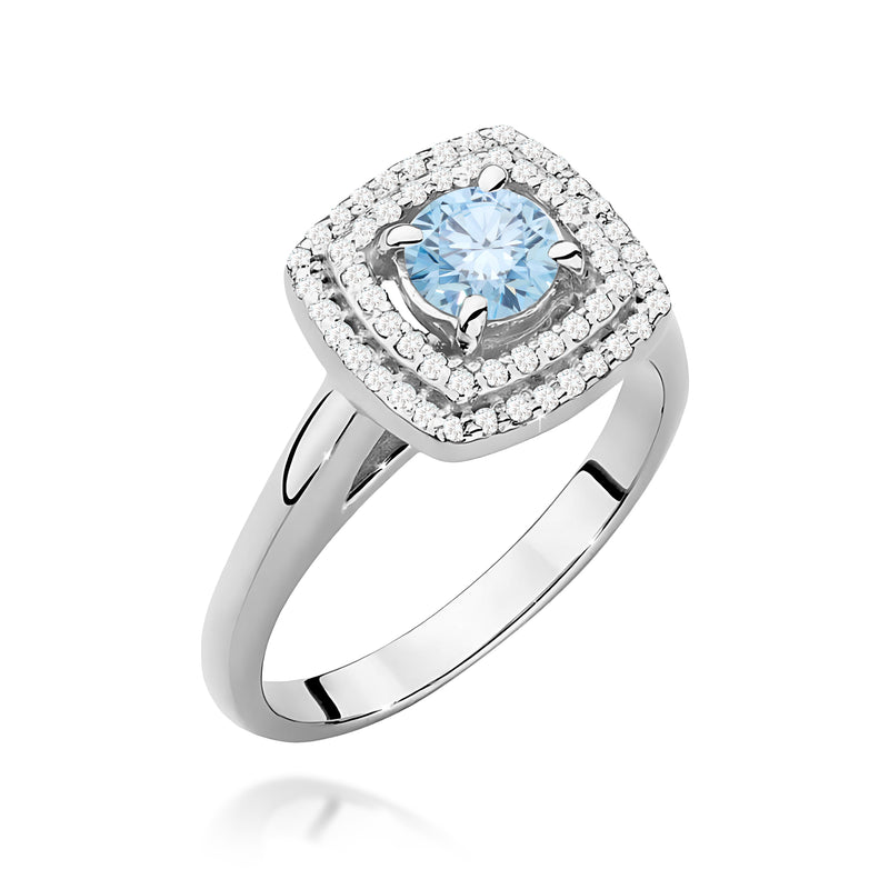 Inel Aur 9K cu Diamante Albastre de Laborator 0.78 ct, imaginea 5 din 8