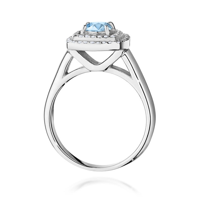 Inel Aur 9K cu Diamante Albastre de Laborator 0.78 ct, imaginea 7 din 8
