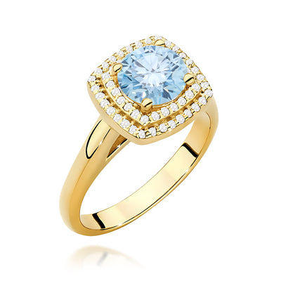 Inel Aur 9K cu Diamante Albastre de Laborator 1.28 ct