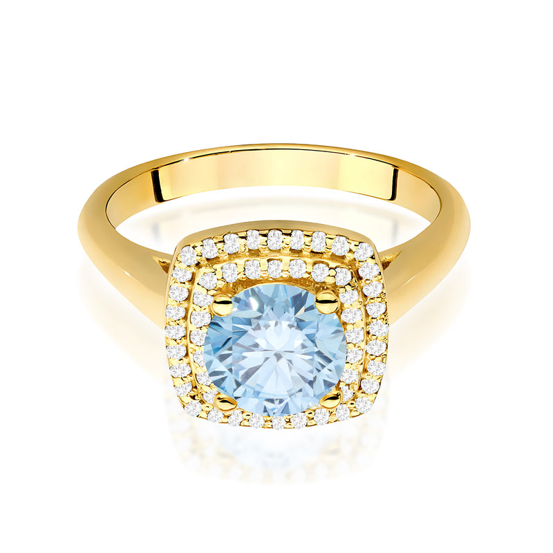 Inel Aur 9K cu Diamante Albastre de Laborator 1.28 ct, imaginea 2 din 8
