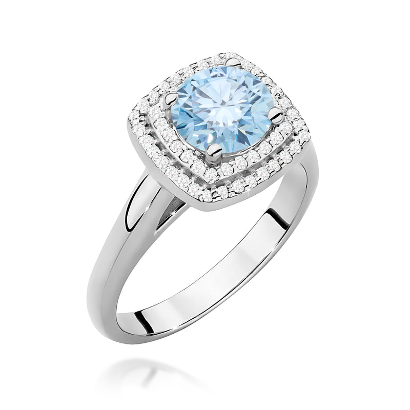 Inel Aur 9K cu Diamante Albastre de Laborator 1.28 ct, imaginea 5 din 8