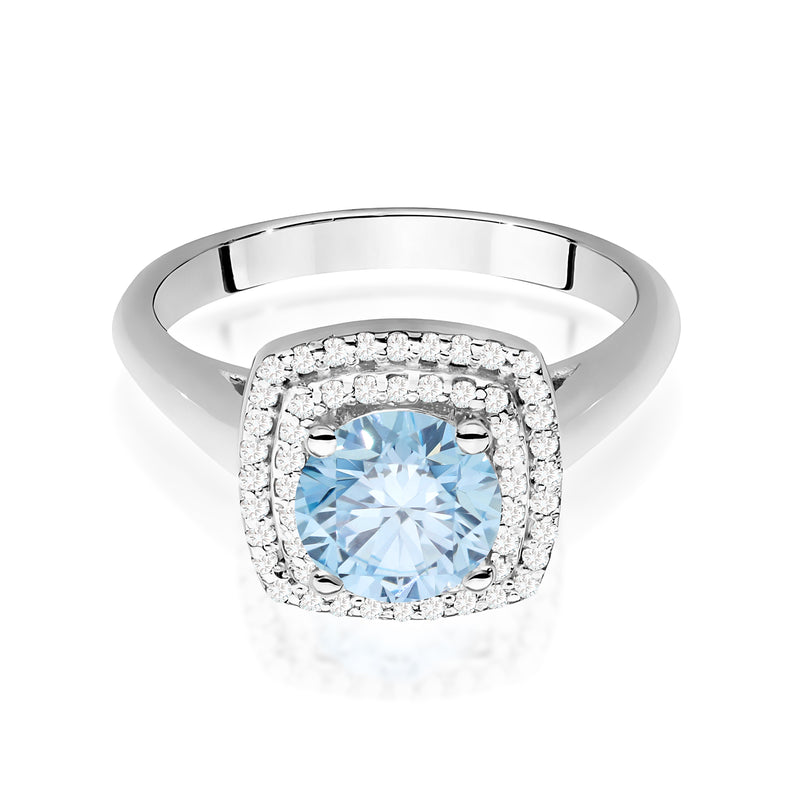 Inel Aur 9K cu Diamante Albastre de Laborator 1.28 ct, imaginea 6 din 8