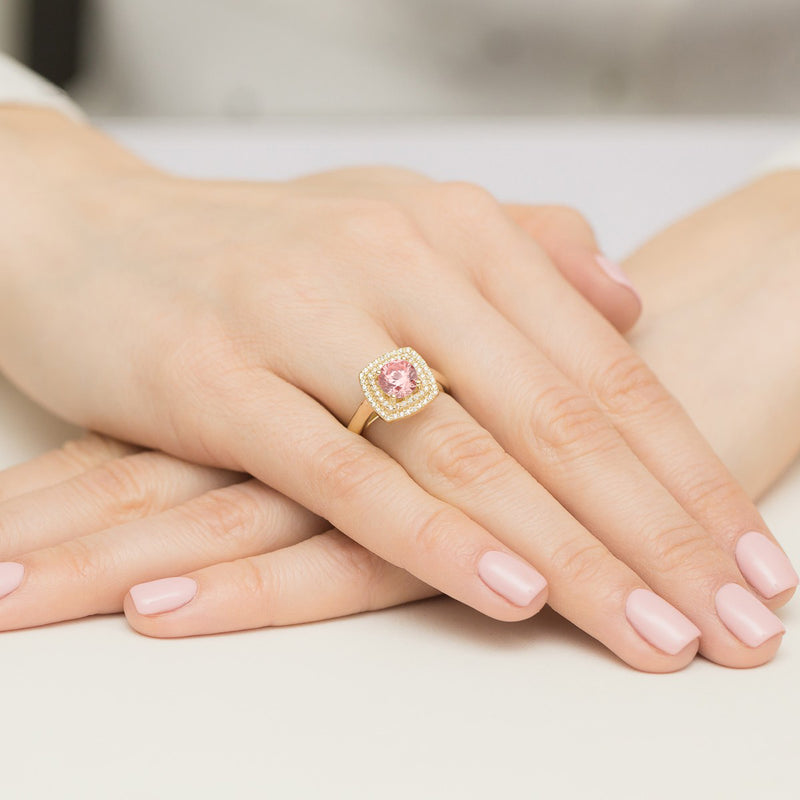 Inel Aur 9K cu Diamante Roz de Laborator 1.28 ct, imaginea 4 din 8