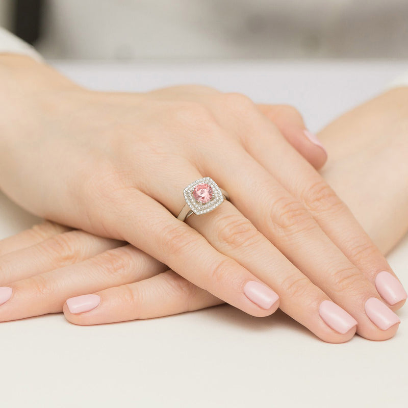 Inel Aur 9K cu Diamante Roz de Laborator 1.28 ct, imaginea 8 din 8