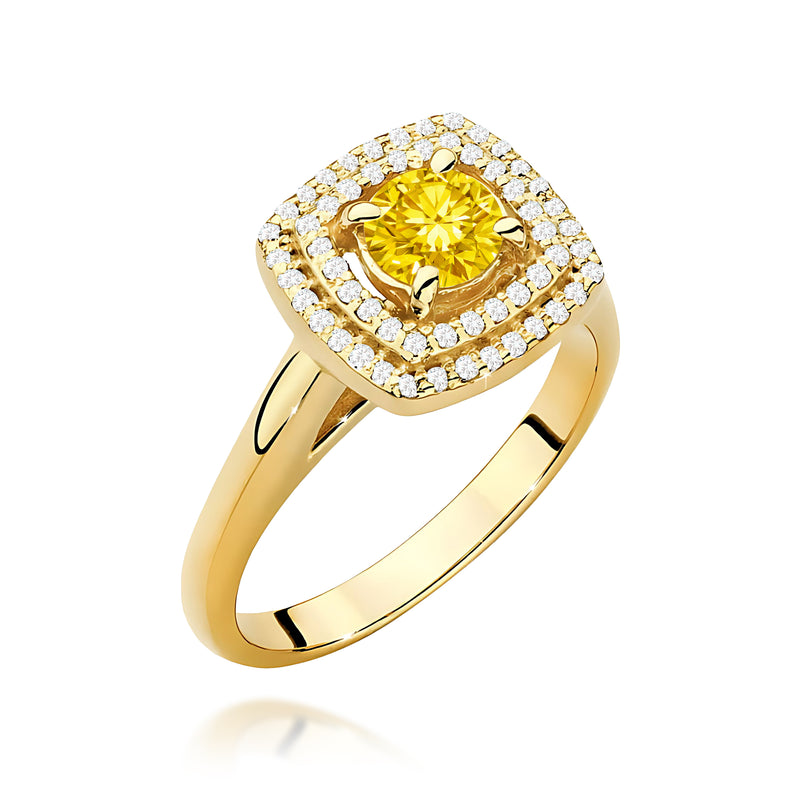 Inel Aur 9K cu Diamante Galbene de Laborator 0.78 ct — Aur galben