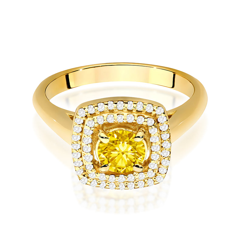 Inel Aur 9K cu Diamante Galbene de Laborator 0.78 ct, imaginea 2 din 8