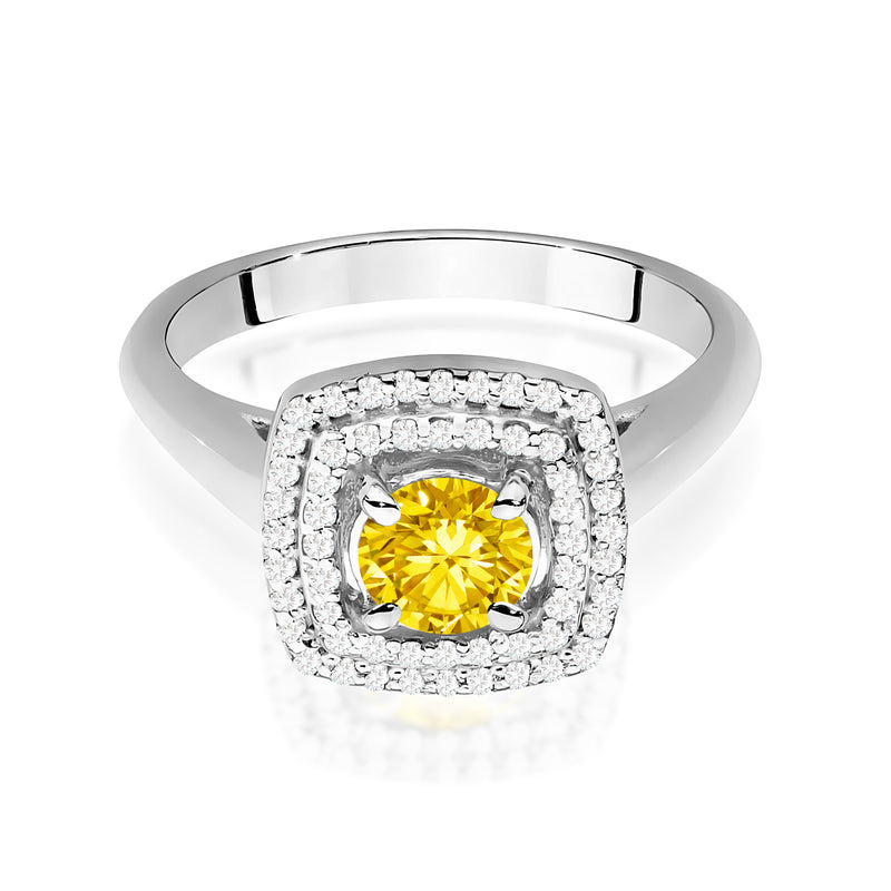 Inel Aur 9K cu Diamante Galbene de Laborator 0.78 ct, imaginea 6 din 8