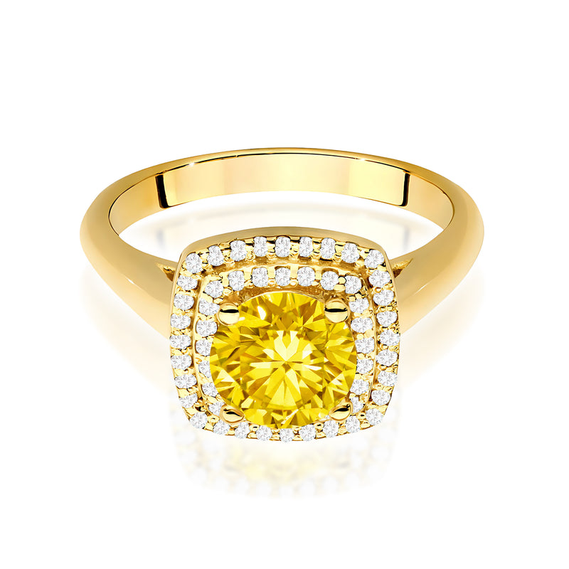 Inel Aur 9K cu Diamante Galbene de Laborator 1.28 ct, imaginea 2 din 8