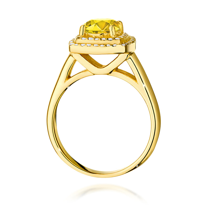 Inel Aur 9K cu Diamante Galbene de Laborator 1.28 ct, imaginea 3 din 8