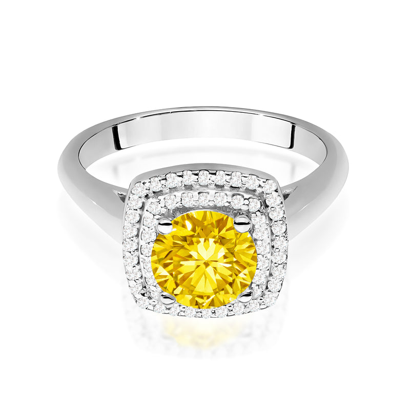 Inel Aur 9K cu Diamante Galbene de Laborator 1.28 ct, imaginea 6 din 8