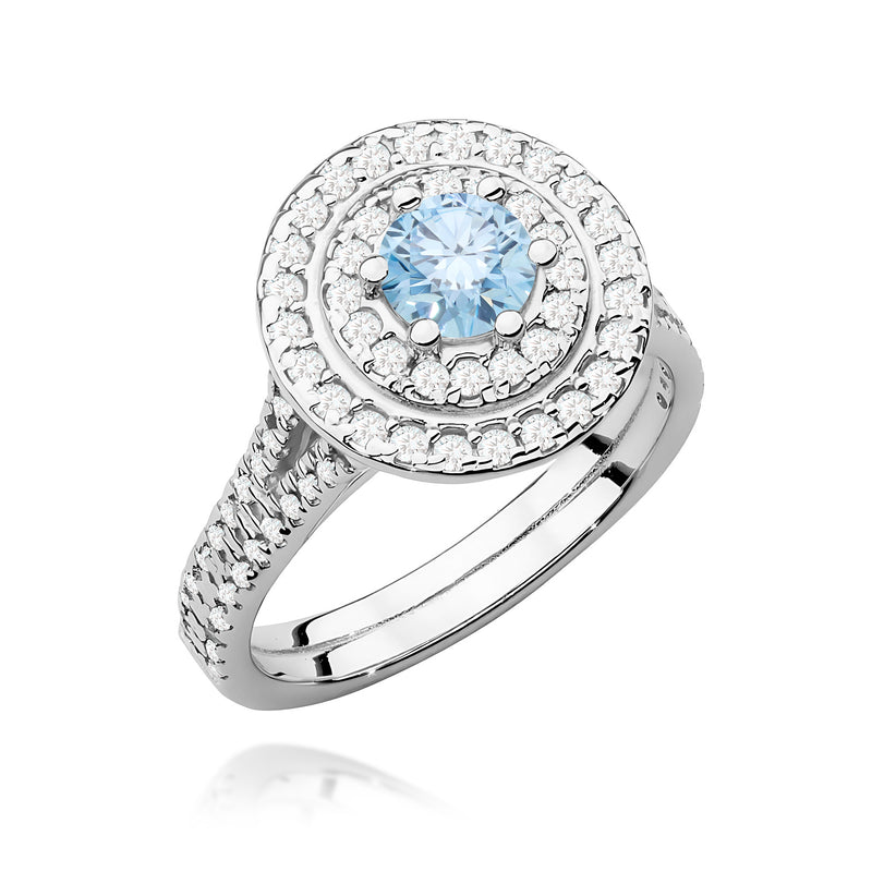 Inel Aur 9K cu Diamante Albastre de Laborator 1.11 ct, imaginea 5 din 8