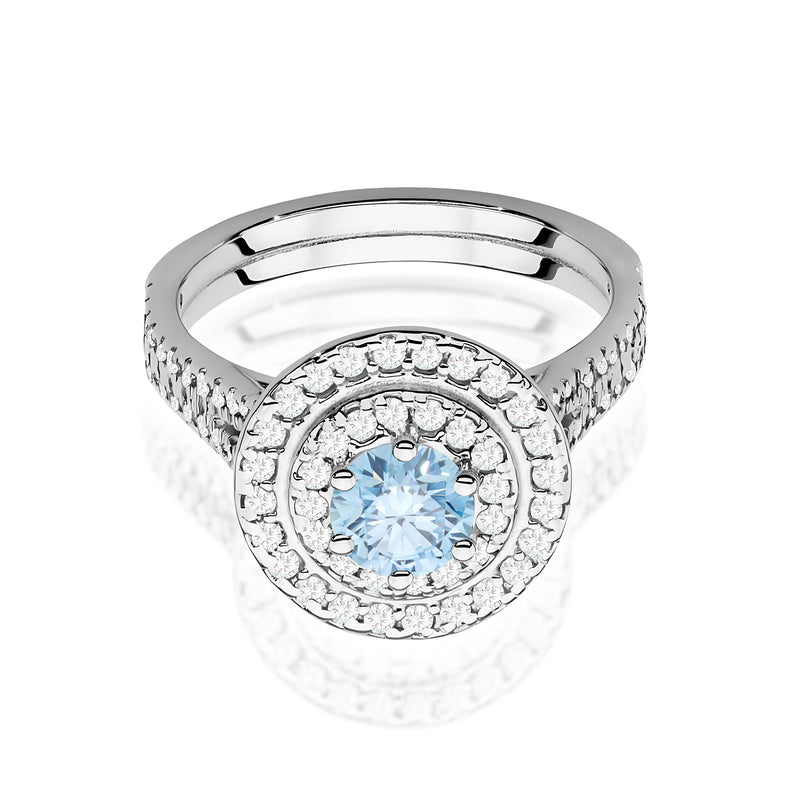 Inel Aur 9K cu Diamante Albastre de Laborator 1.11 ct, imaginea 6 din 8