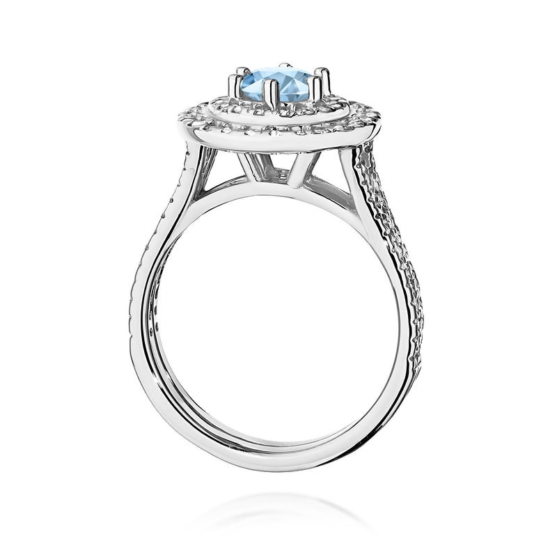 Inel Aur 9K cu Diamante Albastre de Laborator 1.11 ct, imaginea 7 din 8