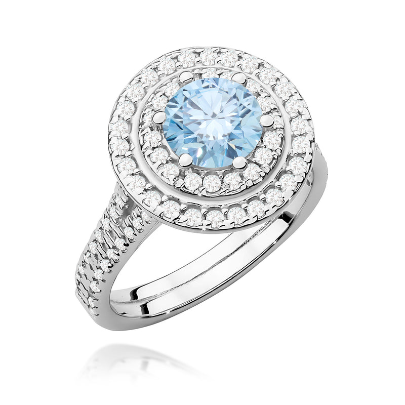 Inel Aur 9K cu Diamante Albastre de Laborator 1.63 ct, imaginea 5 din 8